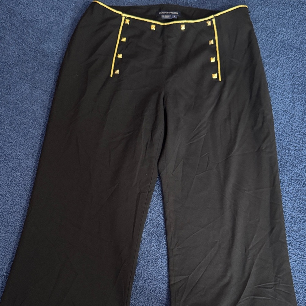 Boston Proper Black Trouser Pants with gold Accents size 6, zip up, #643